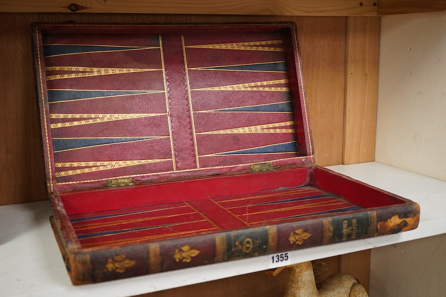 Three late 19th/early 20th century folding chess/backgammon boards fashioned as books